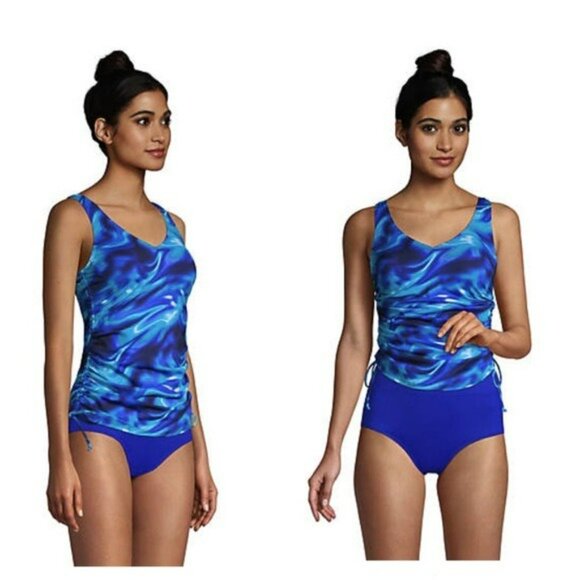 Lands end v neck underwire tankini swimsuit top 6 - Picture 4 of 7